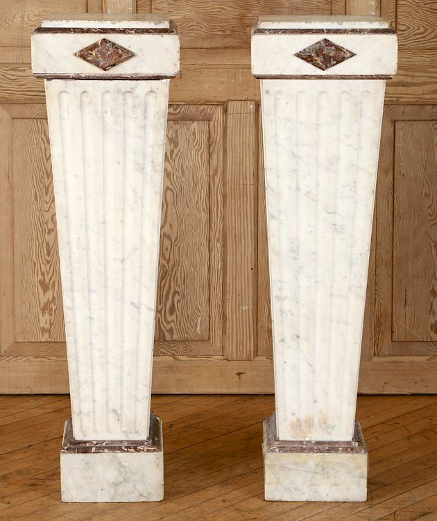 Appraisal: PAIR FRENCH REGENCY STYLE MARBLE PEDESTALS C A pair of