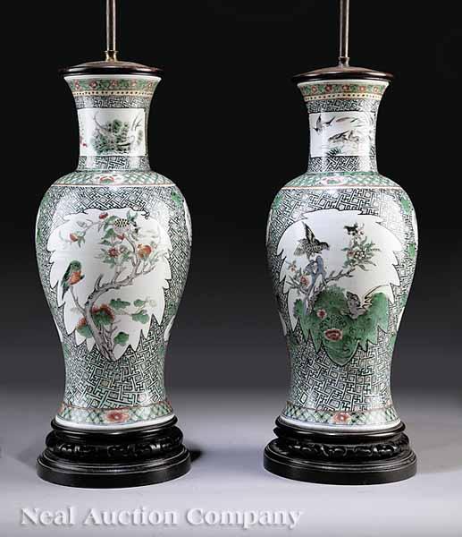 Appraisal: A Pair of Chinese Famille Verte Porcelain Vases mid- th