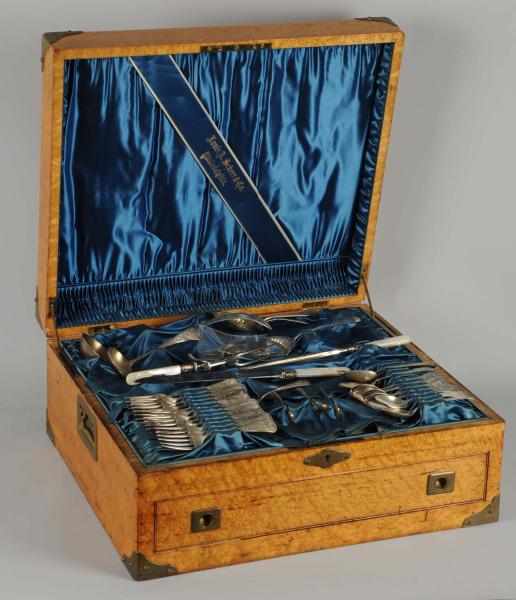 Appraisal: A Gorham Silver Presentation Flatware Set Ca In a brass-mounted