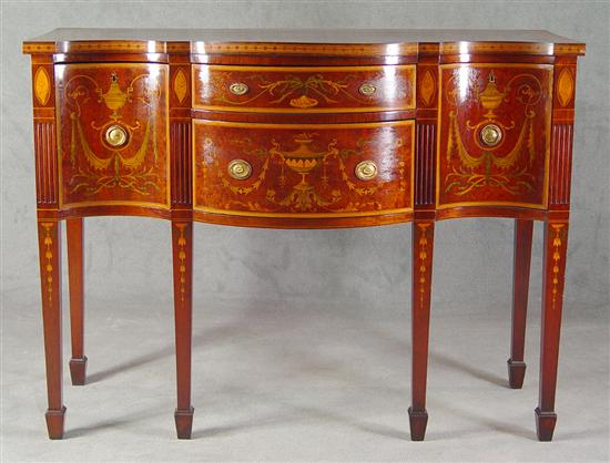 Appraisal: Inlaid English Hepplewhite Style Sideboard Mid th Century In the