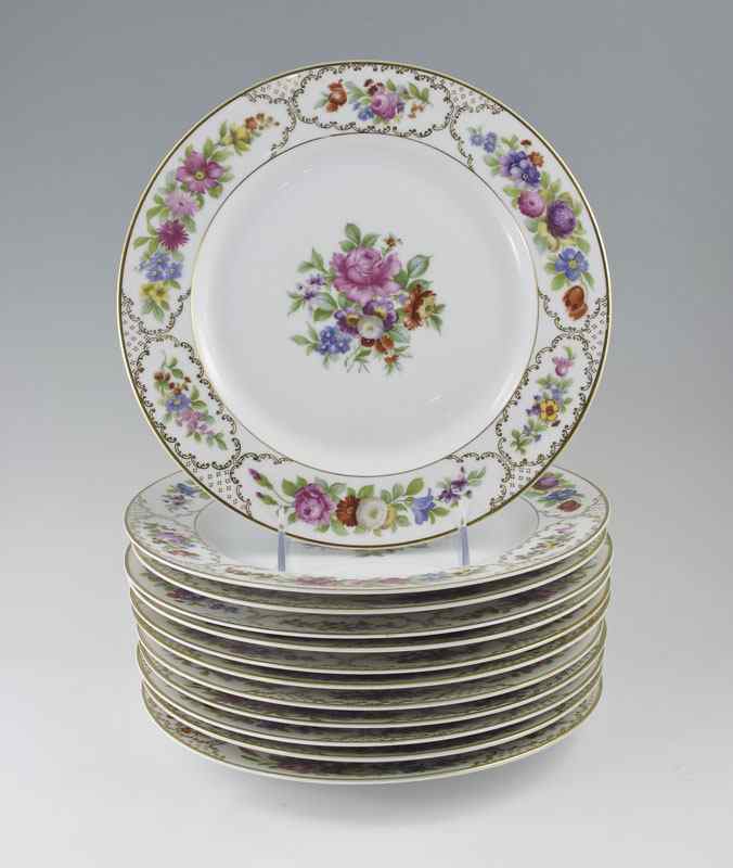 Appraisal: ROSENTHAL FLORAL DECORATED SERVICE PLATES '' dia