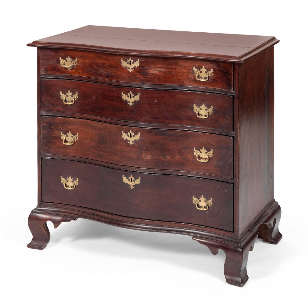 Appraisal: CHIPPENDALE SERPENTINE-FRONT CHEST NEW ENGLAND CIRCA HEIGHT WIDTH DEPTH CHIPPENDALE