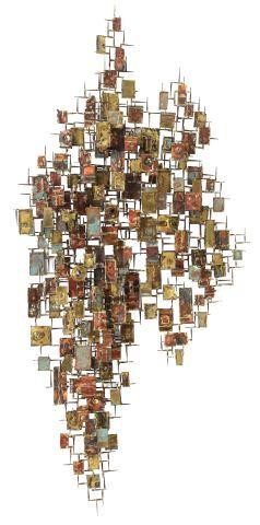 Appraisal: Mid-century modern mixed metal wall sculpture Geometric Composition signed lower