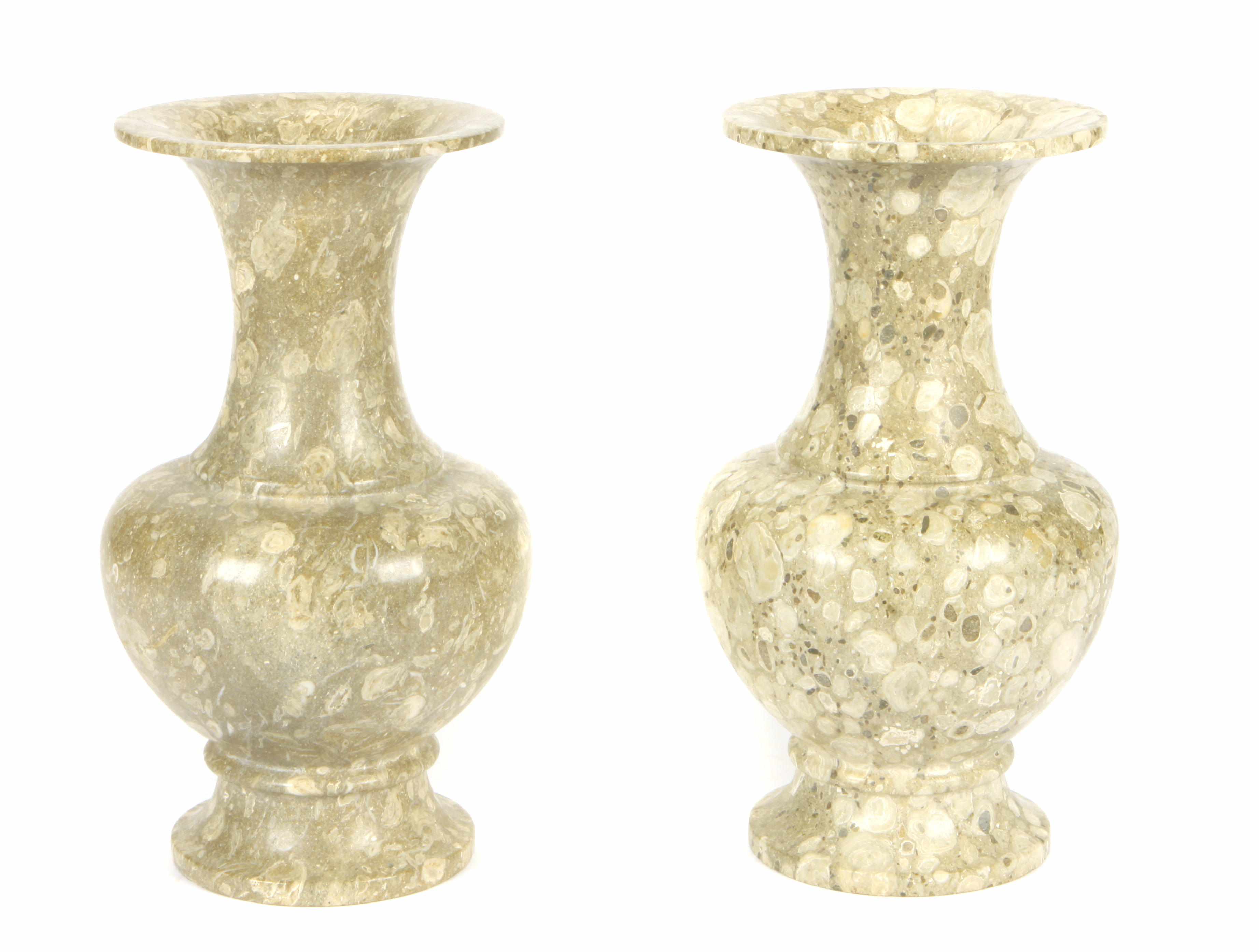 Appraisal: Property of various owners Two fossilized marble urns height in