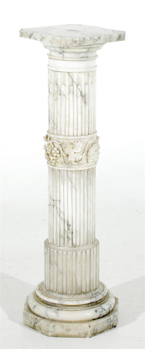 Appraisal: Continental carved marble pedestal late th century square swivel top