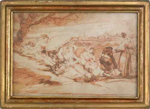 Appraisal: Old Masters sanguine wash drawing in the manner of Goya