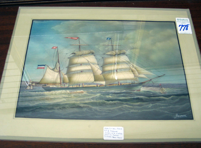 Appraisal: HANU MANN Continental th century Watercolor on paper Seascape with