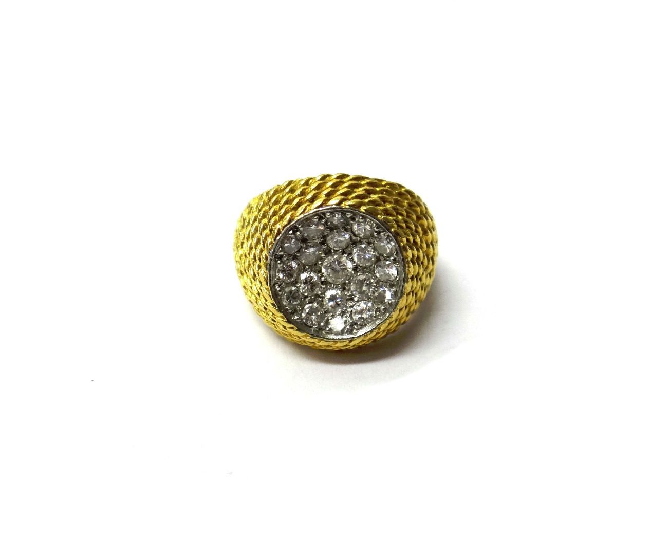 Appraisal: An ct gold and diamond set ring in a dished