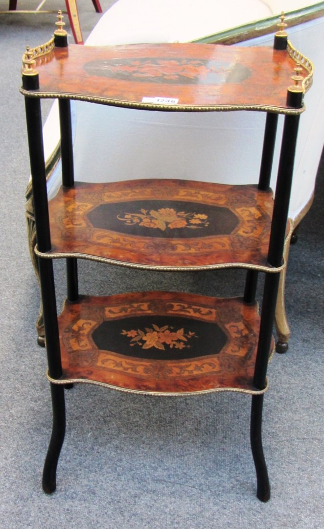 Appraisal: A th century gilt metal mounted marquetry inlaid yew three