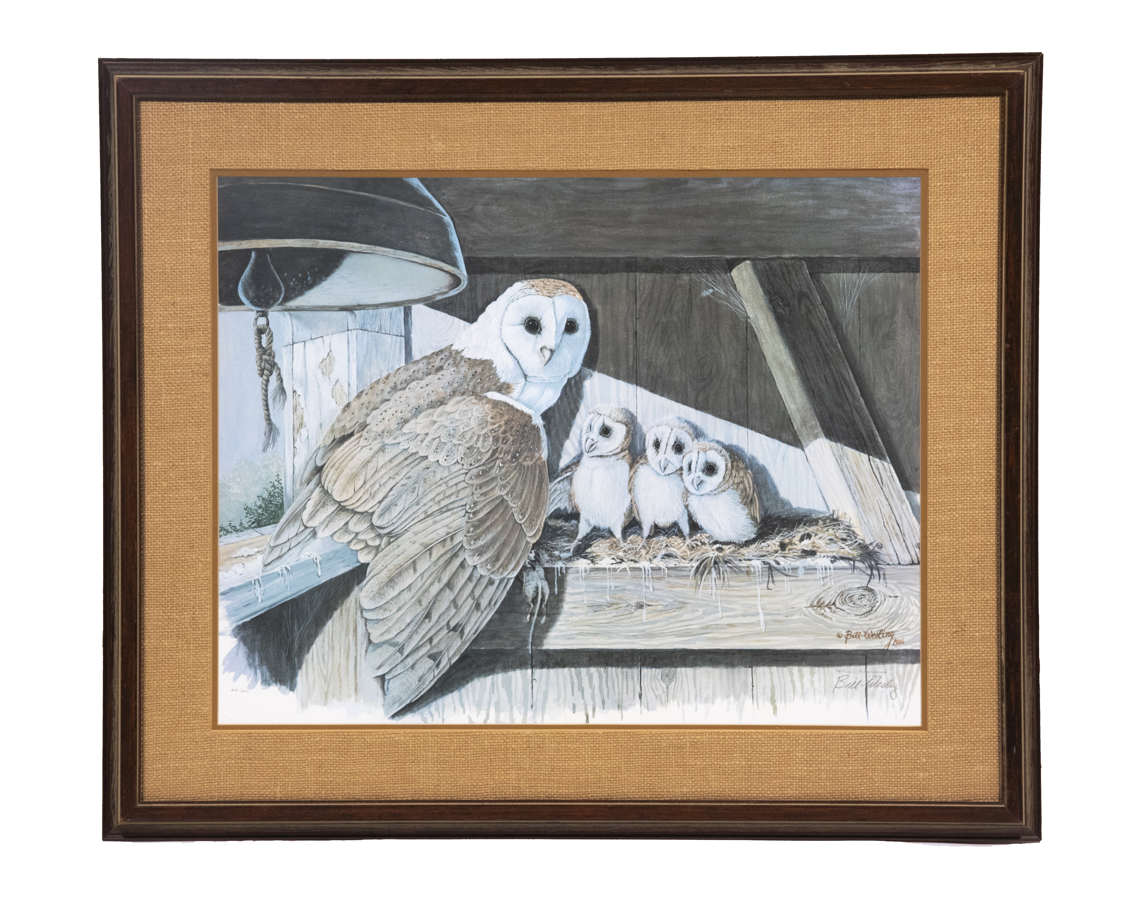 Appraisal: BILL WESLING TH C FLORIDA Barn Owls photolithograph signed in