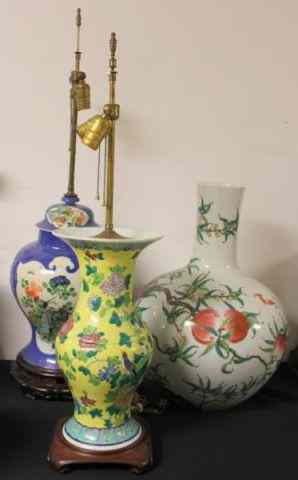 Appraisal: Lot of Chinese Porcelain Lamps and a Vase From a