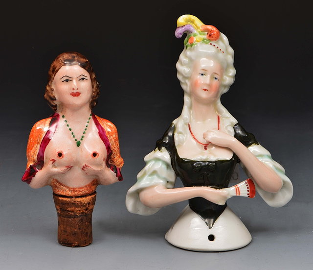 Appraisal: Victorian bottle stopperin the form of a porcelain semi naked