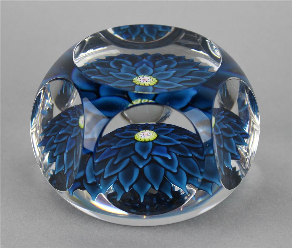 Appraisal: A SAINT LOUIS BLUE DAHLIA PAPERWEIGHT the dimpled weight with