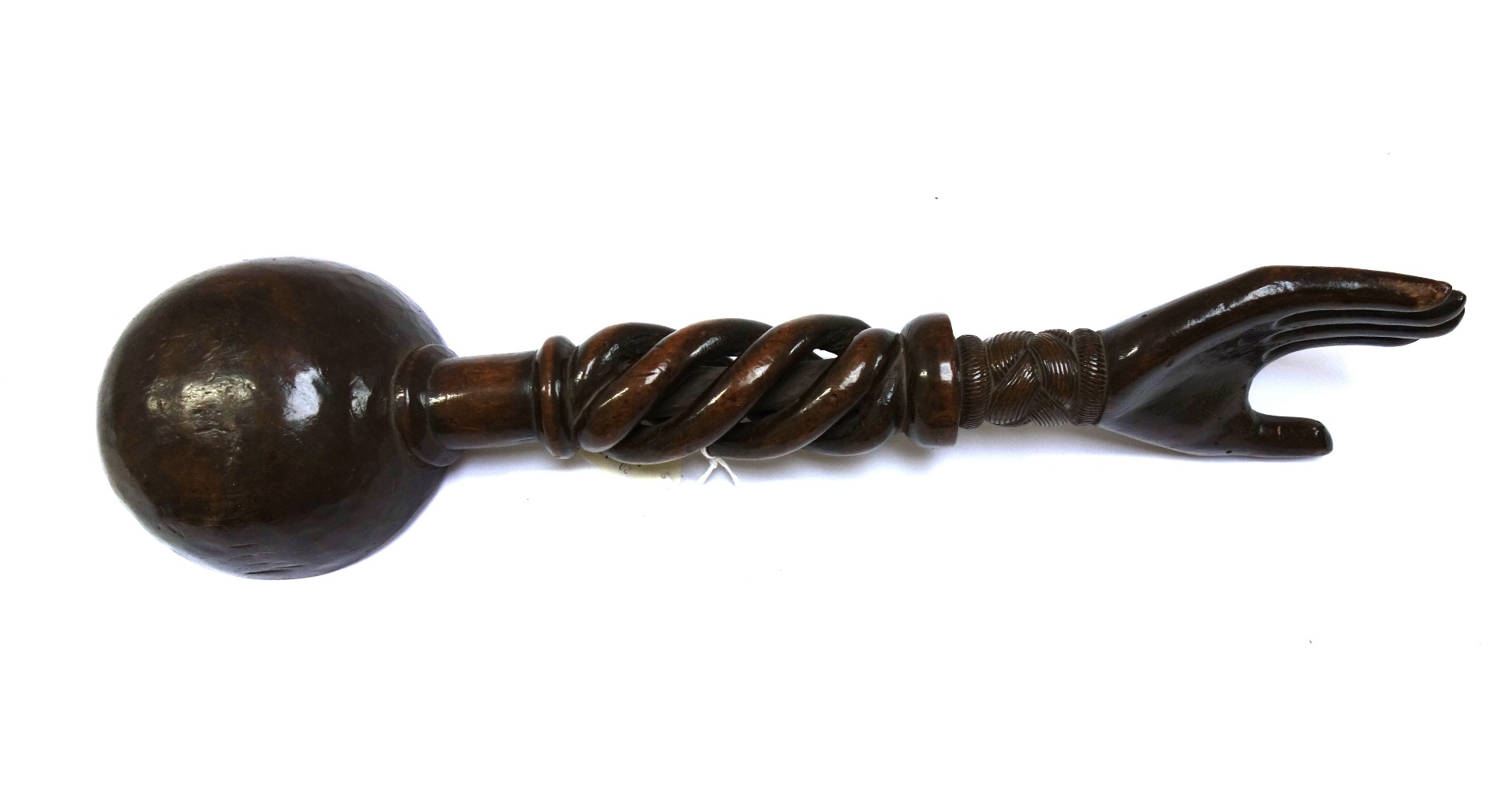 Appraisal: Treen a Victorian soft wood ladle the terminal carved with