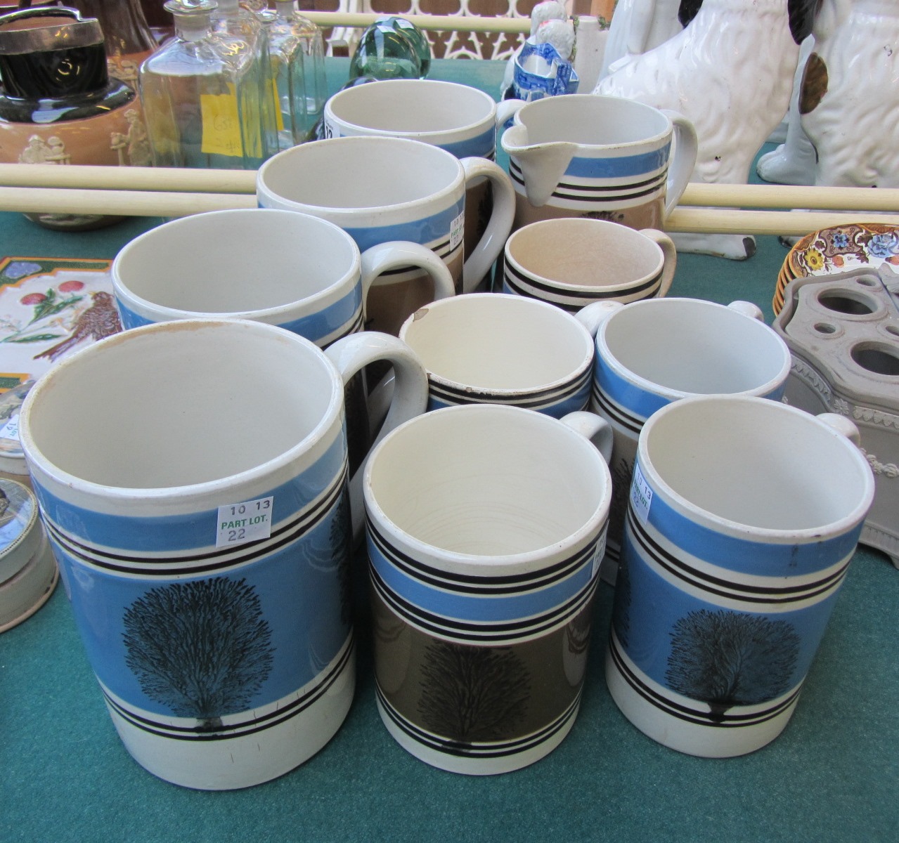 Appraisal: A collection of Mocha ware including a quart jug four