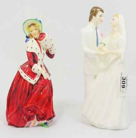 Appraisal: Royal Doulton Figures Christmas Morn HN and Wedding Vows HN