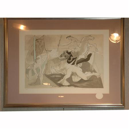 Appraisal: After Pablo Picasso SCENE WITH MINOTAUR Color photoreproduction numbered AP