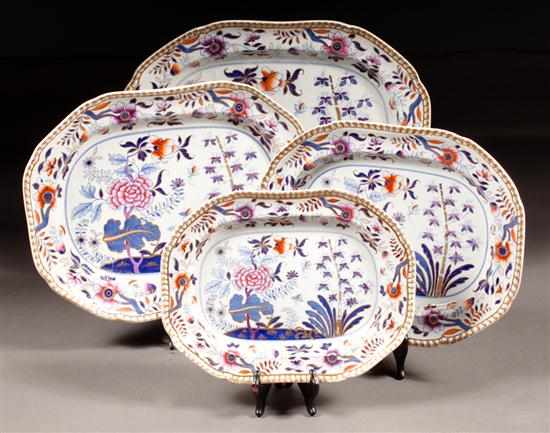 Appraisal: Four graduated Spode transfer decorated ironstone platters in the oriental