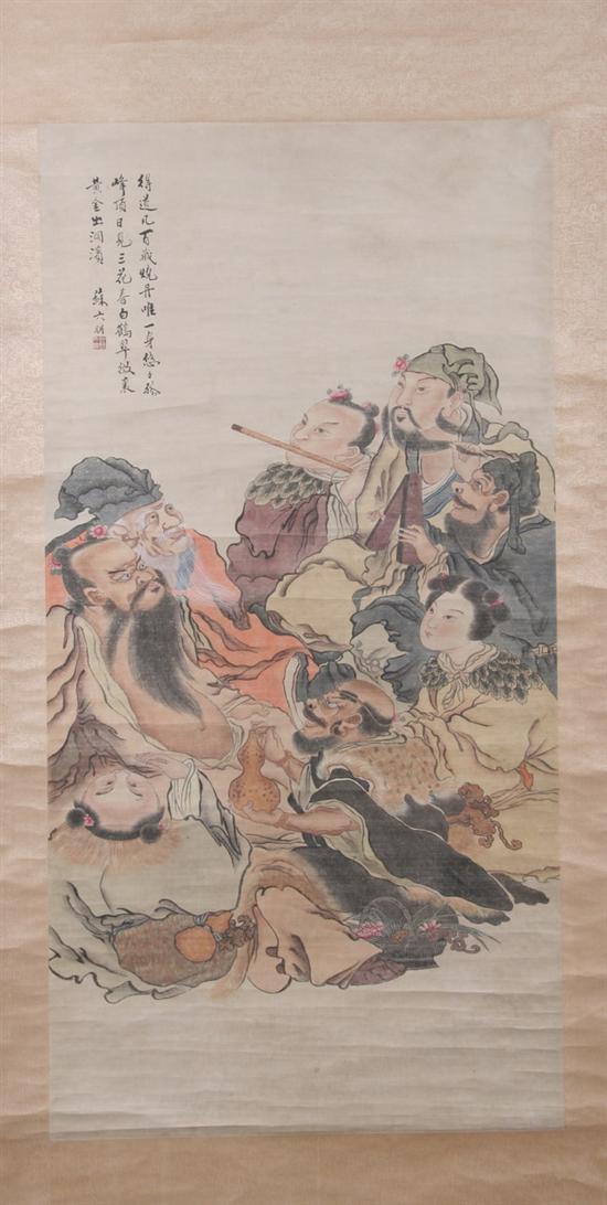 Appraisal: ATTRIBUTED TO SU LIU PENG Chinese th century Figures Ink