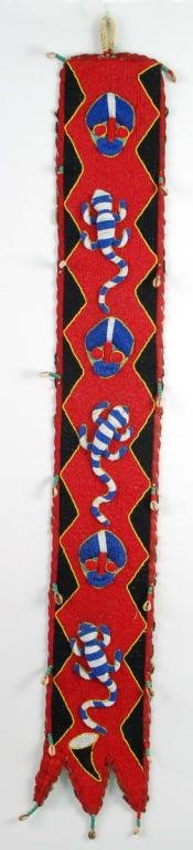 Appraisal: An African bead work wall hanging decorated with multicolor animals