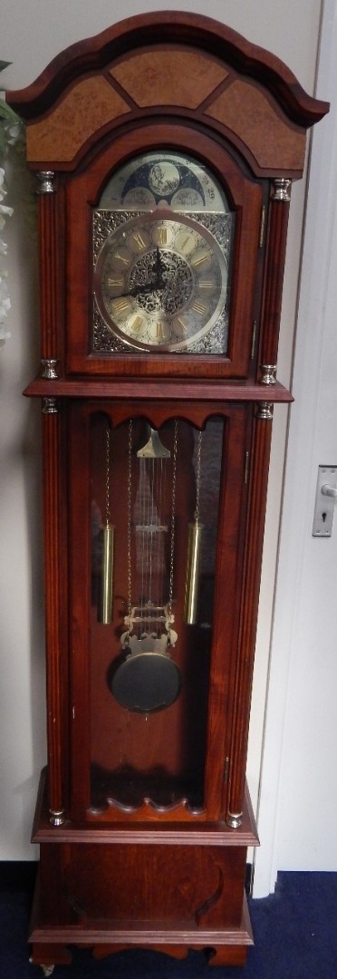 Appraisal: A Bentima oak cased grandmother clock brass broken arch dial