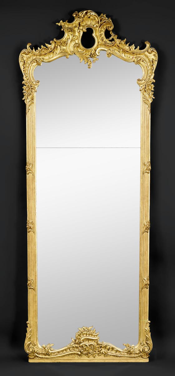 Appraisal: TALL MIRROR Louis XV style th cent Gilt wood and