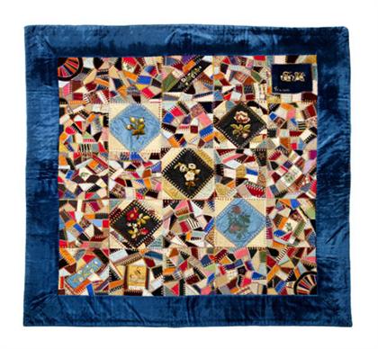 Appraisal: Crazy quilt dated The satin and velvet patches heightened with