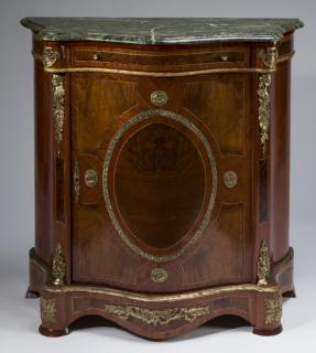 Appraisal: Louis XV style parquetry inlaid marble top cabinet Louis XV