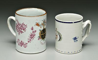 Appraisal: Two Chinese export armorial mugs one with arms for Mitchell