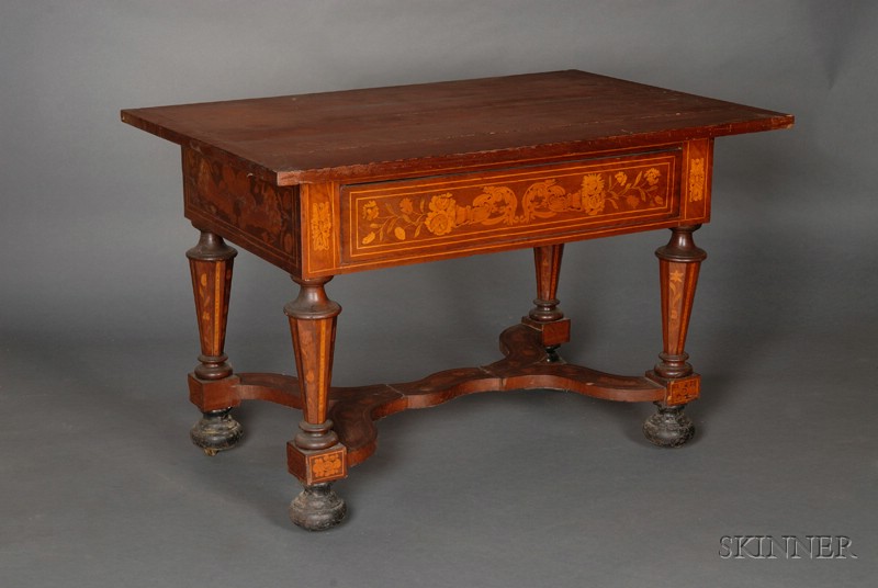 Appraisal: Dutch Fruitwood Marquetry-inlaid Mahogany Center Table th century rectangular top