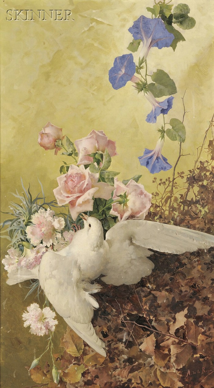 Appraisal: Manuel de la Rosa Spanish - Dove and Flowers Signed