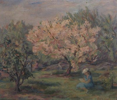 Appraisal: Lydia Cooley American - A girl reading in an orchard