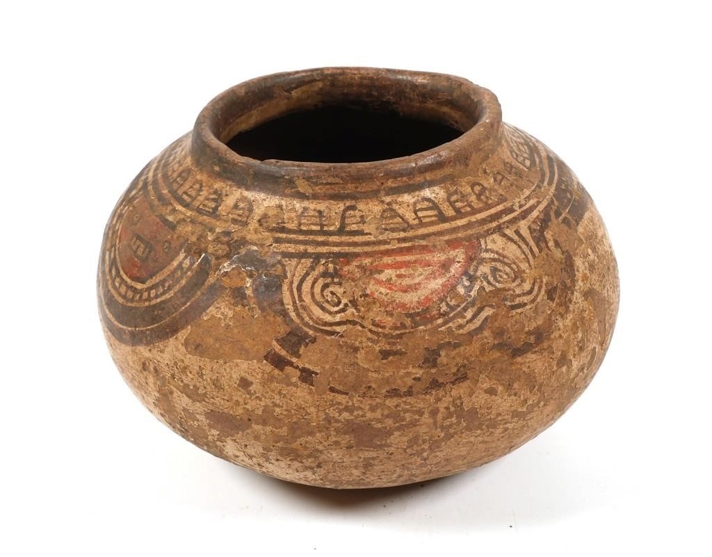 Appraisal: Painted earthenware pre-Columbian vase or pot circa - AD likely