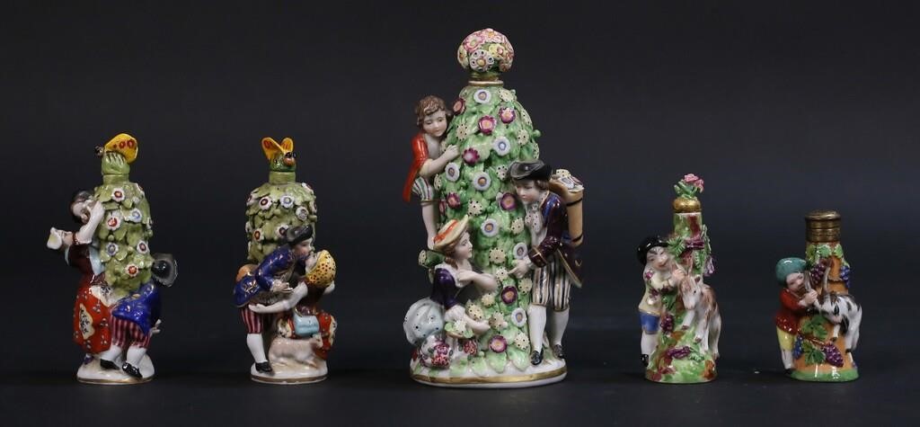 Appraisal: figural porcelain perfume bottles including a pair of Chelsea with