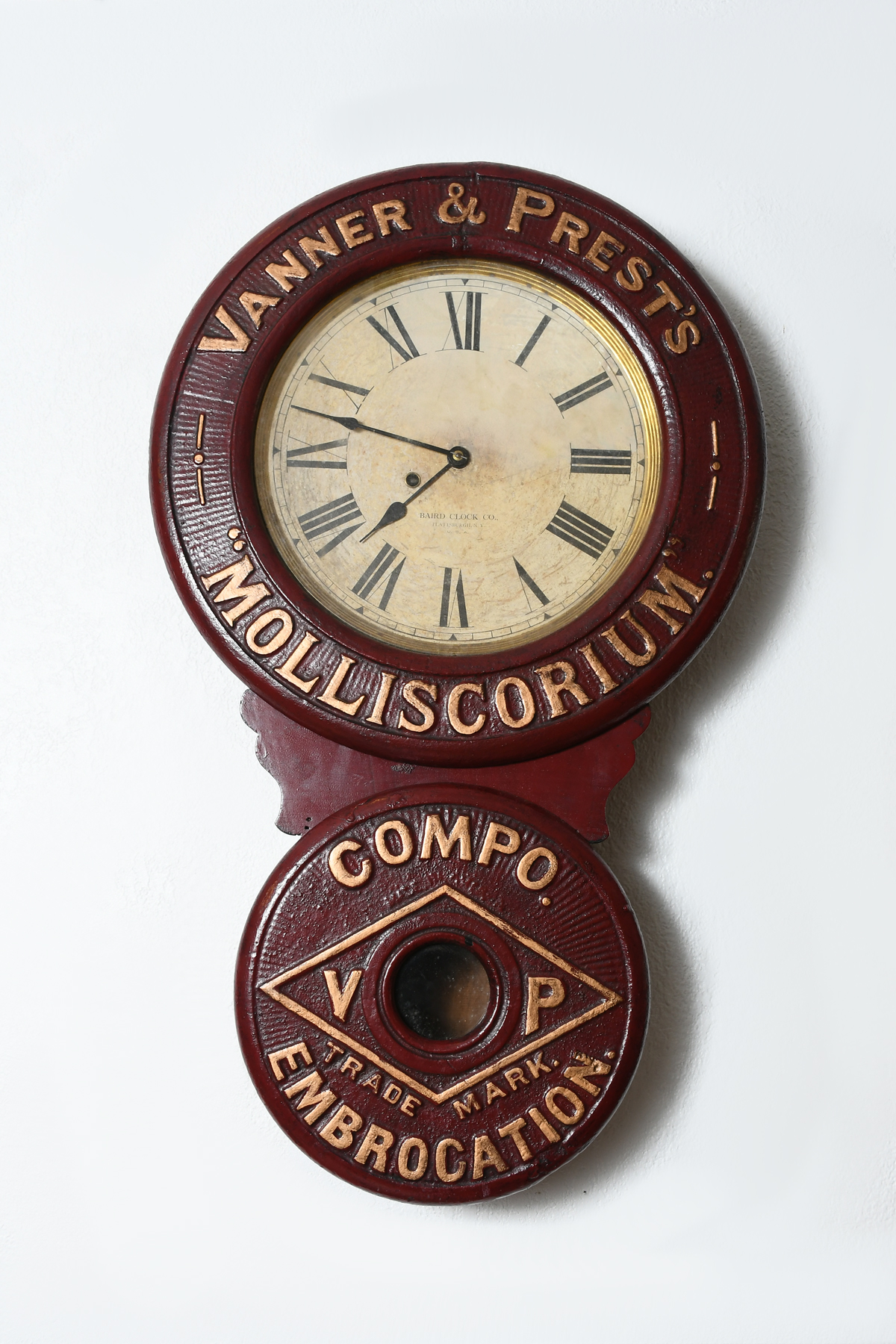 Appraisal: BAIRD ADVERTISEMENT CLOCK Baird Advertising ''Vanner Prest's'' Clock face reads