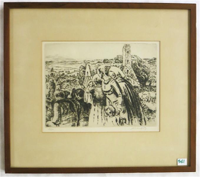 Appraisal: ADOLPHE MARIE BEAUFRERE ETCHING France - La Messe en Plein