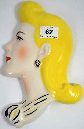 Appraisal: Crown Devon Large Lady Deco Wall Mask cm length