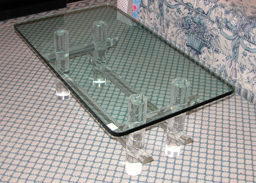 Appraisal: Contemporary Lucite and Glass Coffee Table th century Unknown x