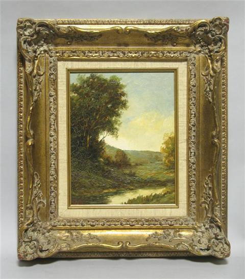 Appraisal: C C NEWELL LANDSCAPE Oil on board x in Framed