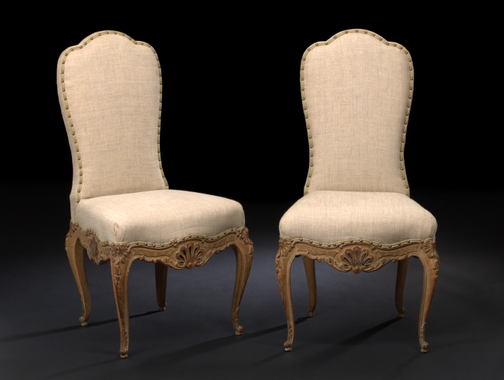 Appraisal: Pair of Italian Polychromed and Giltwood Sidechairs third quarter th