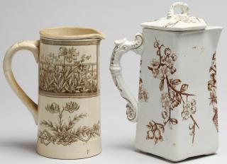 Appraisal: English Aesthetic Movement Transferware Pitchers Both circa comprising a small