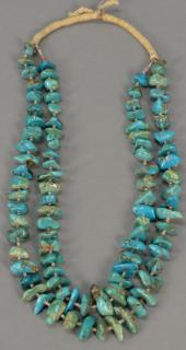 Appraisal: Indian double turquoise bead necklace lg in Indian double turquoise