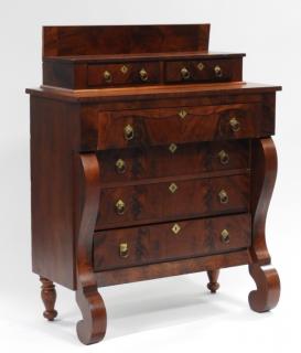 Appraisal: C Sheraton Flame Mahogany Step Back Chest UNITED STATES SECOND