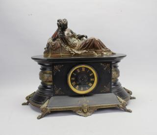 Appraisal: Antique French Bronze Marble Mantel Clock Dimensions x x in