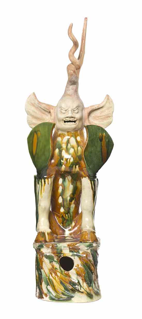 Appraisal: A Chinese Sancai Glazed Model of an Earth Spirit the