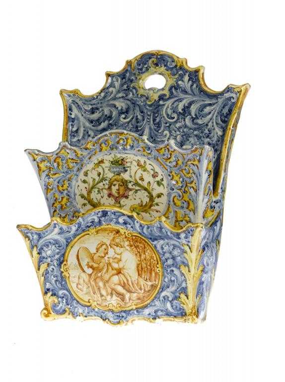 Appraisal: AN ITALIAN MAIOLICA LETTER RACK BOLOGNA A MINGHETTI FIGLI OR