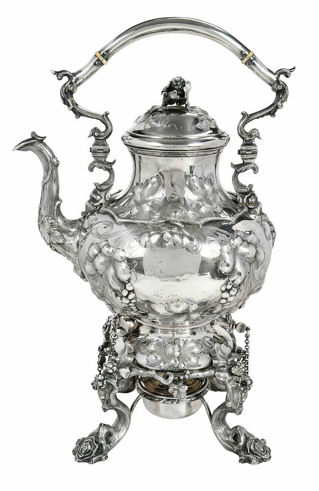 Appraisal: American Coin Silver Hot Water Urn mid th century urn