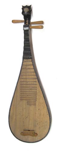 Appraisal: CHINESE PIPA MUSICAL INSTRUMENT four string lute with half pear