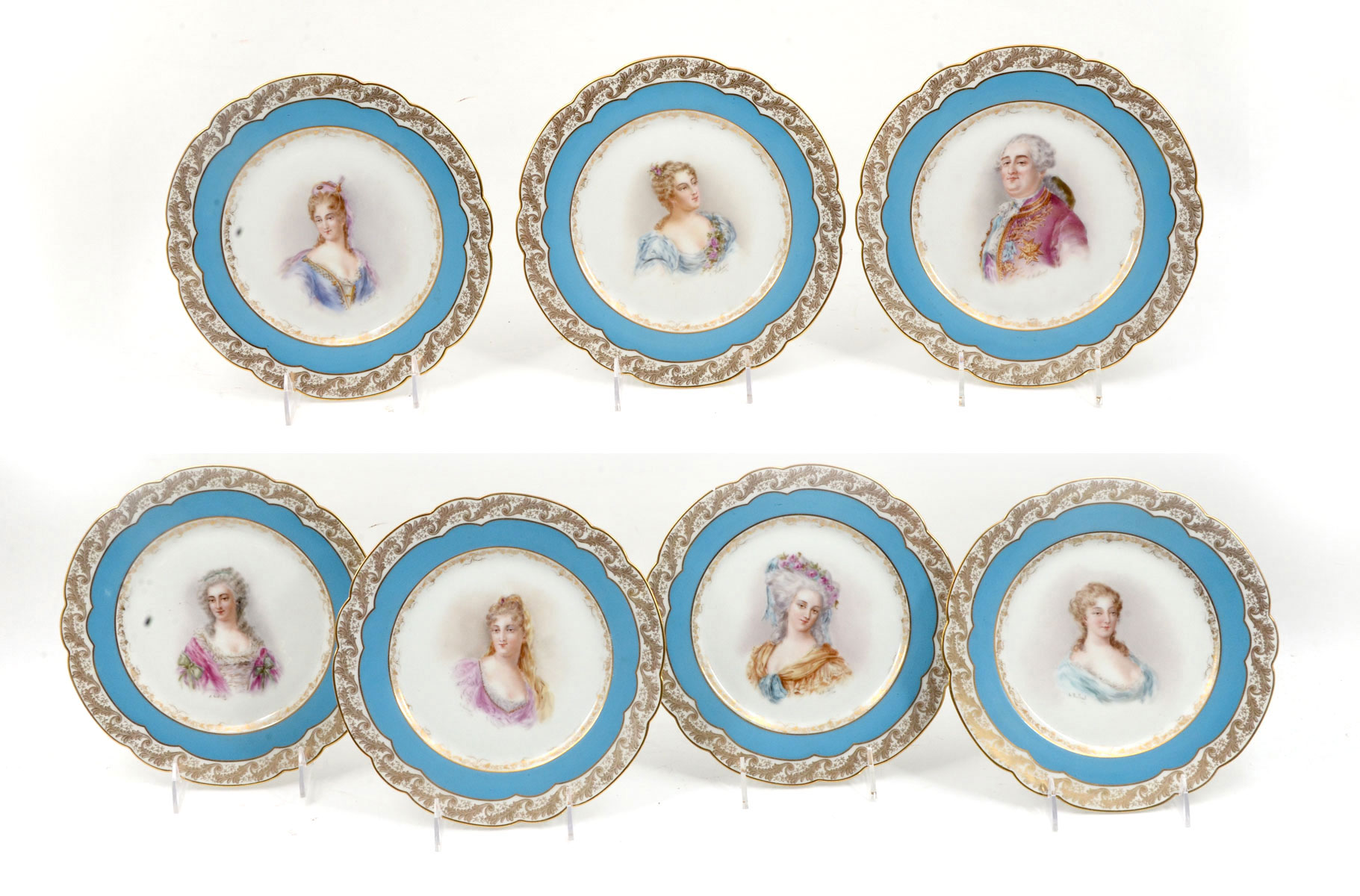 Appraisal: SET OF SEVRES PORCELAIN CABINET PLATES Each center panel painted