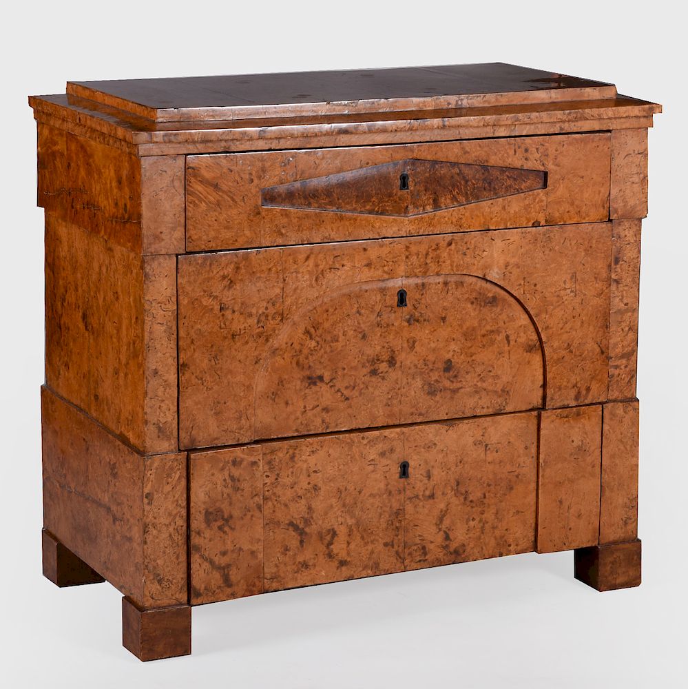 Appraisal: Beidermeier Burl Chest of Drawers x x in Provenance Karl